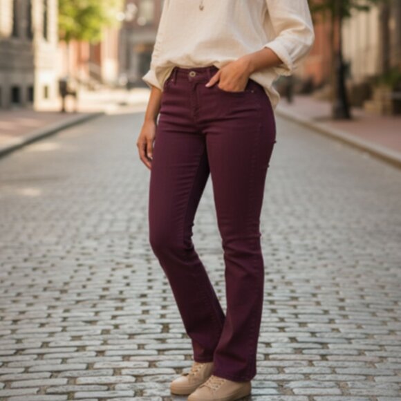 Women’s Code Bleu Chelsea Classic Straight Jeans Sz 8 Burgundy/Maroon Red #330L - Picture 3 of 13